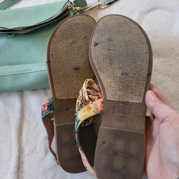 Purse and sandal set Paprika and Street Level mint green beaded fabric - Picture 5 of 12